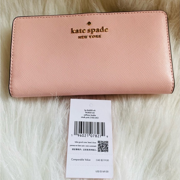 Kate Spade Large Slim Bifold Wallet Chalk Pink - Picture 2 of 5